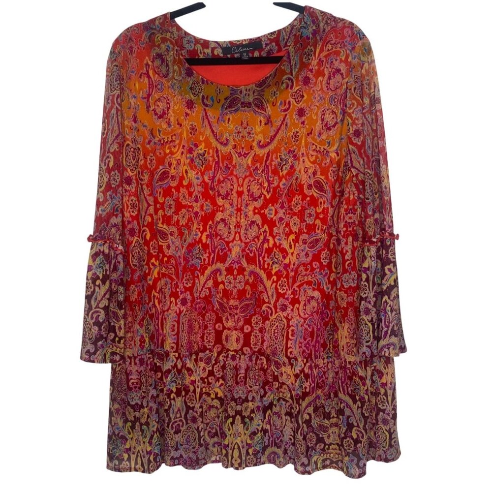 Caleoas Elegant Multicolor Paisley Women's Top, Like New